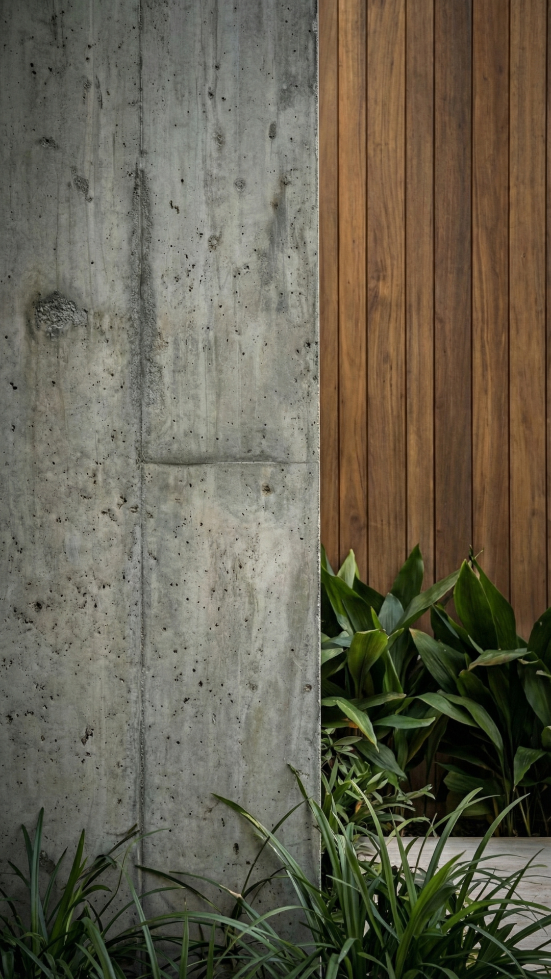 The Quiet Courtyard — concrete and teak detail